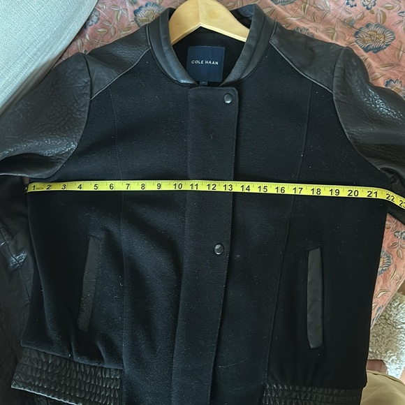 Cole Haan Leather/Wool/Cashmere Bomber Jacket with an Elegant Edge - Picture 10 of 11